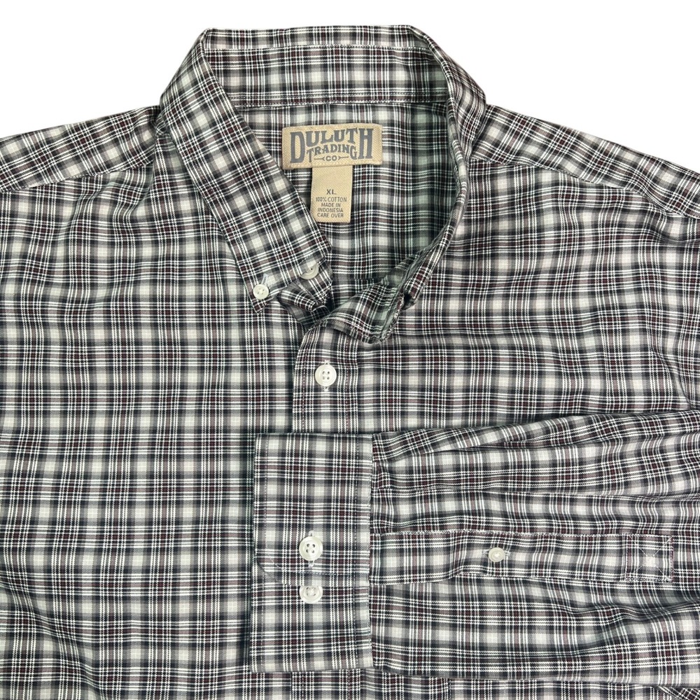 Duluth Trading Mens XL Plaid Button Down Shirt 100% Cotton Long Sleeve Cabin